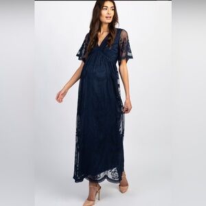 Pinkblush Navy Lace Maxi Dress Maternity